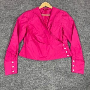 Patrick Christopher Wrap Blouse Mother of Pearl Women 6 Pink 100% Silk EUC Top